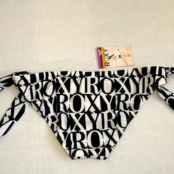 Roxy Bikini Bottom White&Black Logo/Retro/Tie Side size Medium NEW without tags - Picture 4 of 4